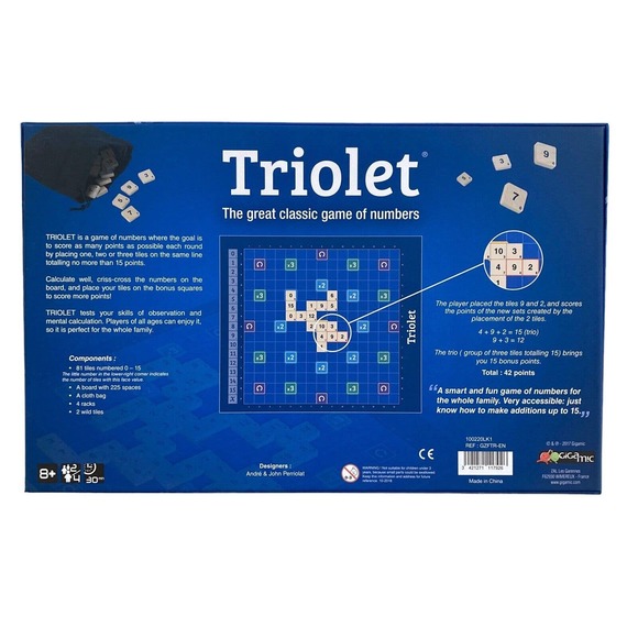 New TRIOLET Game Number Tile Counting Board Game Ages 8+ “Tree-o-LAY” by Gigamic - Picture 2 of 8